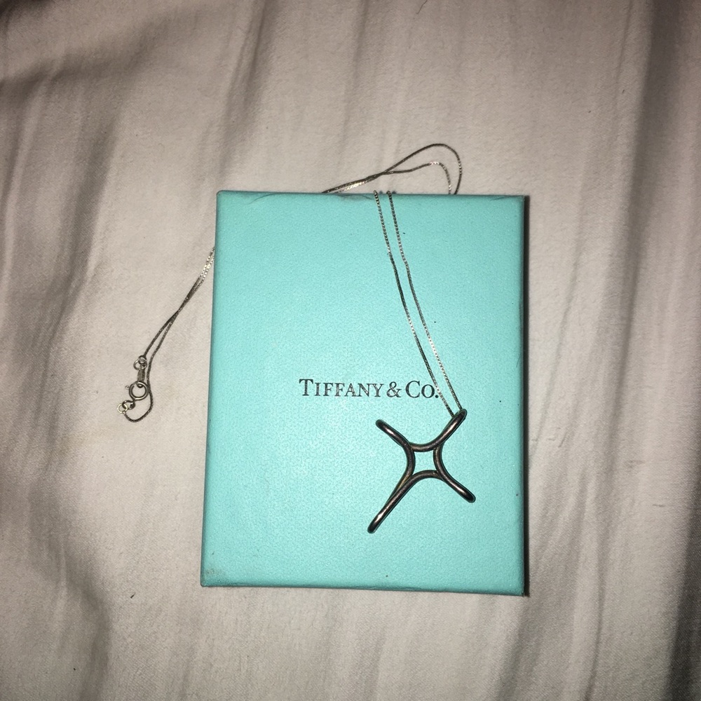 Silver Tiffany and Co Elsa Peretti Cross Necklace